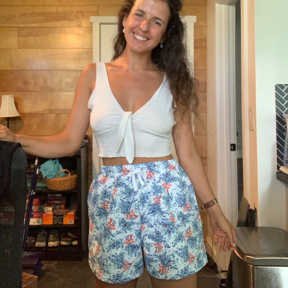 High waisted floral shorts